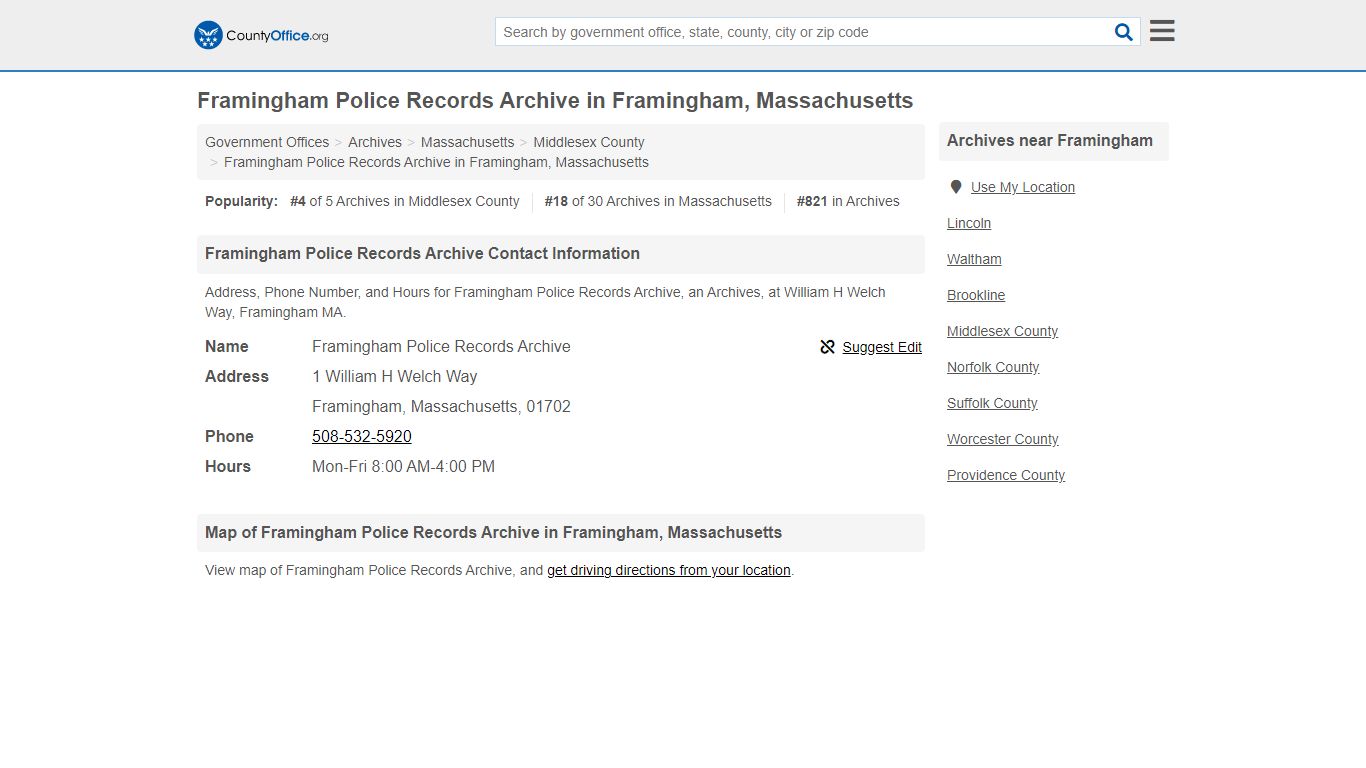 Framingham Police Records Archive - Framingham, MA (Address, Phone, and ...