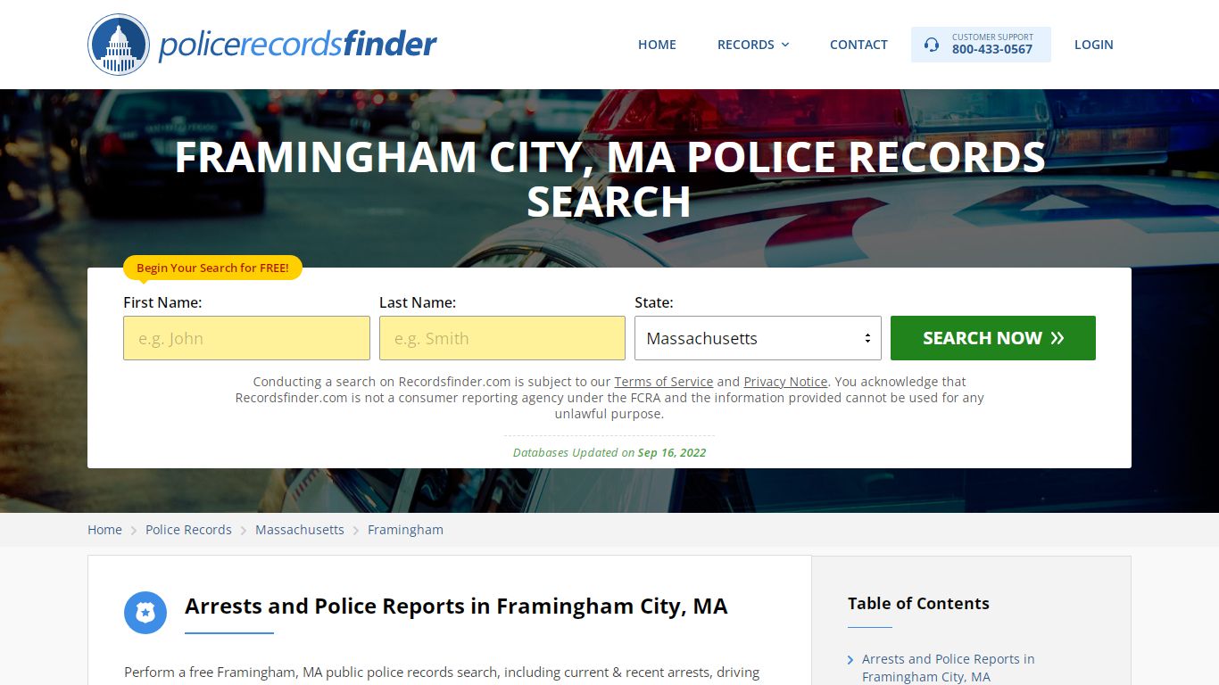 FRAMINGHAM CITY, MA POLICE RECORDS SEARCH - RecordsFinder