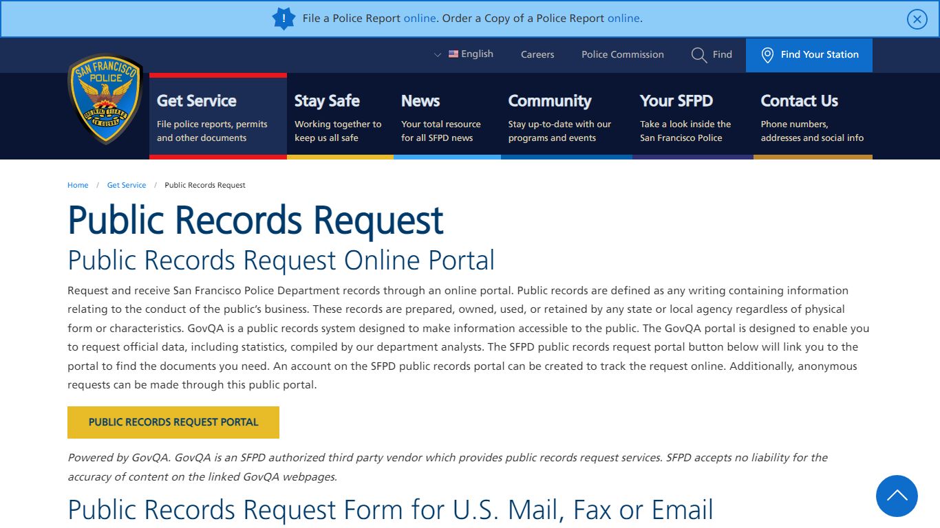Public Records Request | San Francisco Police Department